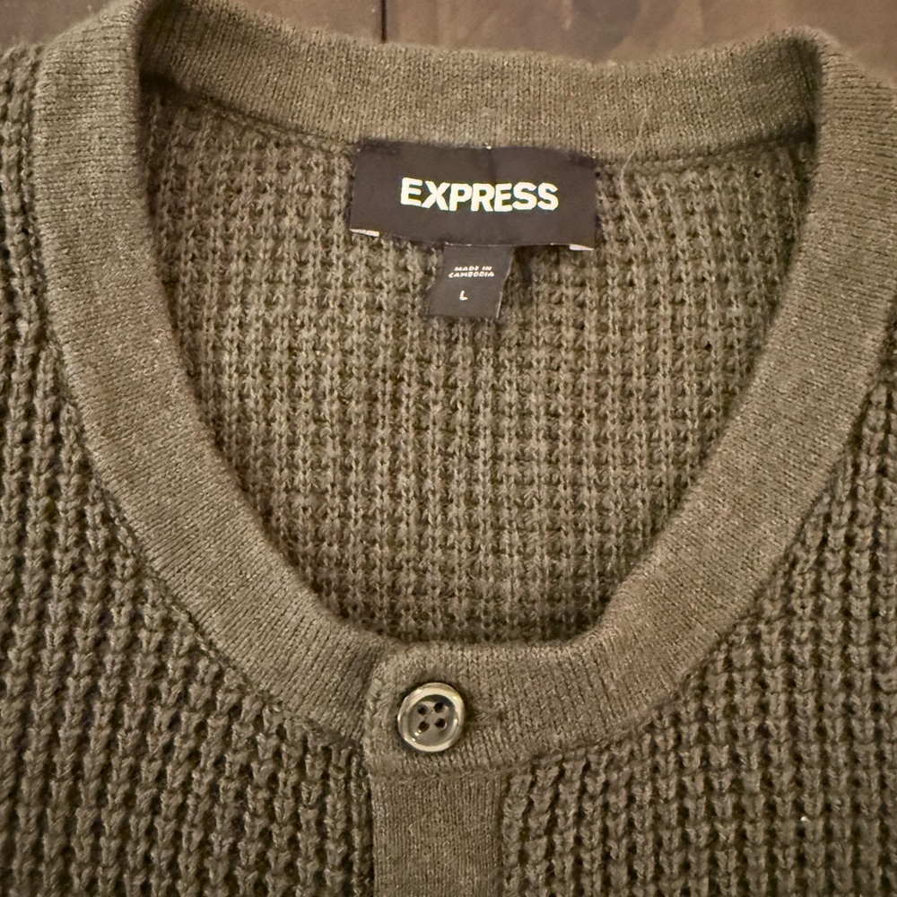 Express Men's Charcoal Cardigan Sweater